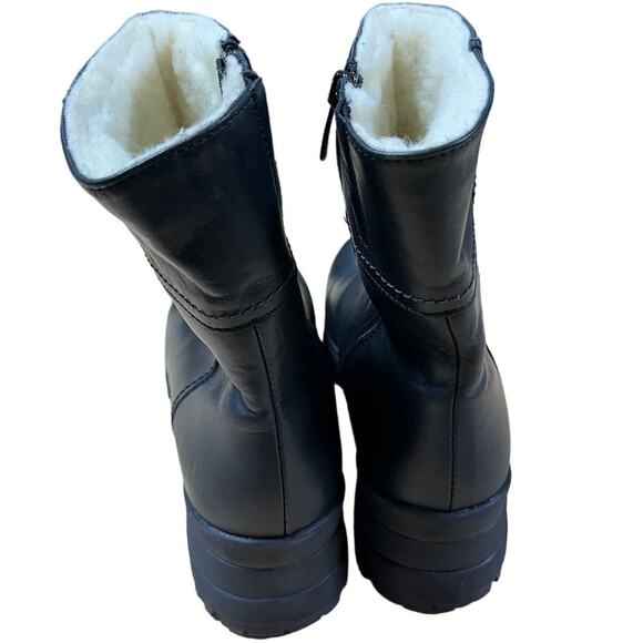 La Canadienne NWOB Aidan Shearling Lined Leather Bootie Black Size 6.5 Side Zip - Picture 5 of 10
